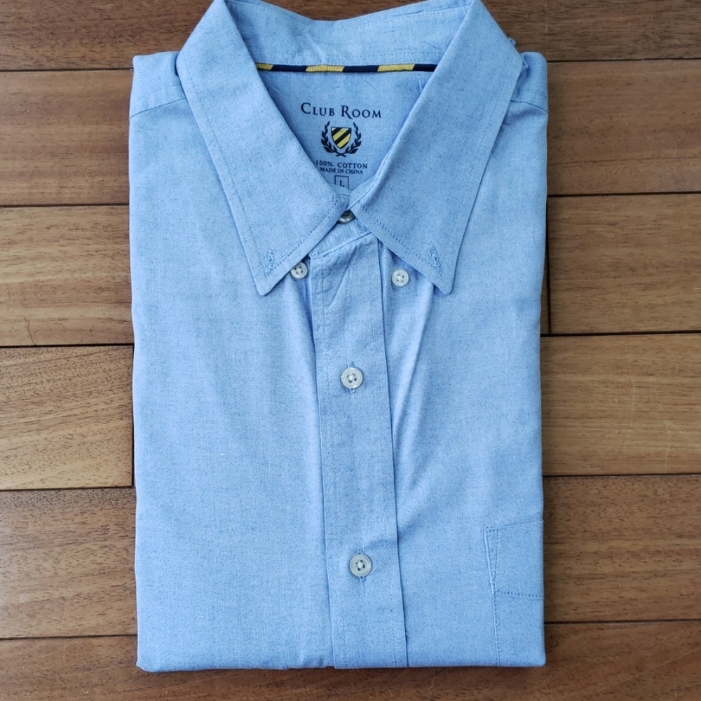 NWT men's Club Room cotton dress shirt blue large